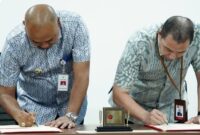 Bupati Tebo Agus Rubiyanto menandatangani Nota Kesepakatan Sinergi (NKS) bersama BRIN di Kantor BRIN, Jakarta, Selasa (14/7/2026).(poto: jambiprima.com).