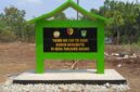 Tugu Prasasti TMMD Ke-129 di Desa Tanjung Agung Bungo selesai dibangun 100 persen.(poto: jambiprima.com).
