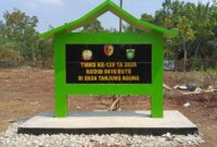 Tugu Prasasti TMMD Ke-129 di Desa Tanjung Agung Bungo selesai dibangun 100 persen.(poto: jambiprima.com).
