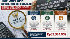 BPK menemukan kelebihan pembayaran, rekening BOSP masih aktif, dan denda keterlambatan belum dipungut di Disdikbud Muaro Jambi.( poto : AI)