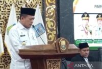 Gubernur Jambi Al Haris saat menyampaikan sambutan di Ruang Pola Kantor Gubernur Jambi, Rabu (8/7/2026).( poto: ANTARA).