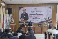 Pengurus KONI Jambi menggelar diskusi santai bertajuk Coffee Morning bersama puluhan jurnalis olahraga pada Jumat (31/7).(poto: jamberita.com).