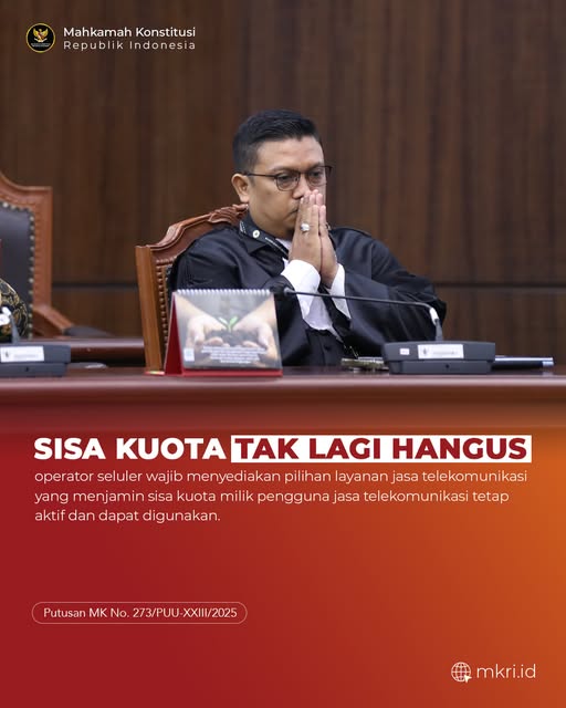 MK putuskan sisa kuota internet tidak boleh hangus.(poto: Mahkamah Konstitusi).