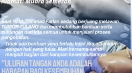Karang Taruna Mekar Jaya Muara Semerah galang open donasi untuk Muhammad Farlan yang idap tumor tulang.( serisunews.id).