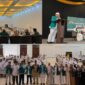 Owner Arasy Tour Indonesia, Ustaz Andre Satria, bersama narasumber dan calon jemaah saat pelaksanaan Manasik Umrah Arasy Tour Indonesia di Grand Semagi Hotel Bungo, Sabtu (11/7/2026). (poto: jambiprima.com).