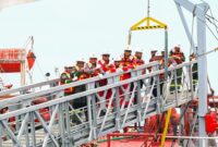 Kapolda Jambi tinjau FSO Ship 115 milik PetroChina International Jabung Ltd di perairan Selat Berhala pada Rabu, 22 Juli 2026.(poto: jamberita.com)