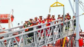Kapolda Jambi tinjau FSO Ship 115 milik PetroChina International Jabung Ltd di perairan Selat Berhala pada Rabu, 22 Juli 2026.(poto: jamberita.com)