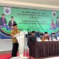 Rektor UIN STS Jambi, Prof. Dr. H. Kasful Anwar Us, M.Pd., menyampaikan materi sekaligus membuka kegiatan KKG MA Laboratorium bertema Kurikulum Berbasis Cinta (KBC) di Hotel Sutha Inn, Telanaipura, Sabtu (25/7/2026). (poto: jambiprima.com).