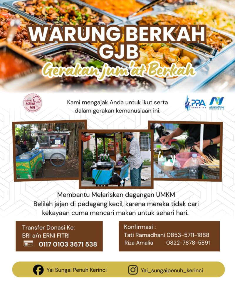 Program Warung Berkah Sungai Penuh melalui Gerakan Jumat Berkah (GJB) kembali menggerakkan aksi sosial peduli sesama.