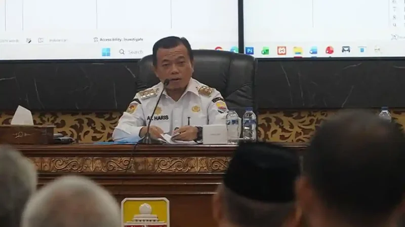 Gubernur Jambi Al Haris menegaskan ASN harus mematuhi kebijakan WFH agar efisiensi anggaran operasional pemerintah benar-benar tercapai, Kamis (23/7/2026).(poto: tribunjambi.com)