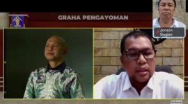 Kepala Kantor Wilayah Kementerian Hukum dan Hak Asasi Manusia Jambi menghadiri forum interaktif secara daring.(poto: jamberita.com).