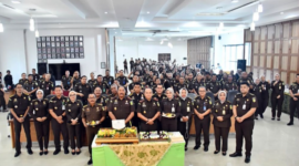 Kejaksaan Tinggi Jambi menggelar peringatan Hari Bhakti Adhyaksa ke-66 dengan penuh khidmat di Aula Kejaksaan Tinggi Jambi pada Rabu, 22 Juli 2026.(poto: jamberita.com).