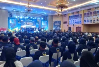 Prosesi pelantikan DPW NasDem Jambi periode 2024–2029 berlangsung khidmat di Ratu Convention Center (RCC), Kota Jambi, pada Sabtu (8/8/2026).(poto: metrojambi.com).