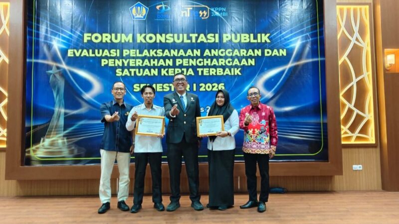 Kanwil Kemenkum Jambi meraih dua penghargaan IKPA nilai sempurna 100 dari KPPN Jambi.(poto: jamberita.com).