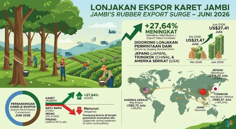 Badan Pusat Statistik (BPS) Provinsi Jambi mencatat nilai pengiriman komoditas ini meningkat 27,64 persen.( Iluatrasi poto: AI).