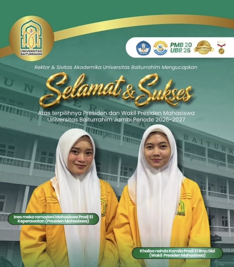 Ines Meka Ramadani dan Khalisa Nahda resmi memimpin BEM UBR Jambi 2026–2027.(poto: jamberita.com).