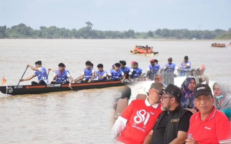 Sekretaris Daerah Provinsi Jambi Sudirman secara resmi membuka Lomba Pacu Perahu Tradisional Provinsi Jambi Tahun 2026 di Taman Tanggo Rajo, Sabtu (29/8/2026).(poto: jamberita.com).