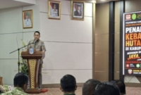 Bupati Merangin Muhammad Syukur memaparkan serangkaian program mitigasi bencana pada juma'at, 21/08/2026.(poto: istimewa).