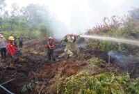 Komandan Korem 042/Gapu Brigjen TNI Nyamin memimpin langsung langkah penanganan Karhutla Muaro Jambi di Desa Londerang, Kecamatan Kumpeh, Jumat (28/8/2026).(poto: jamberita.com).