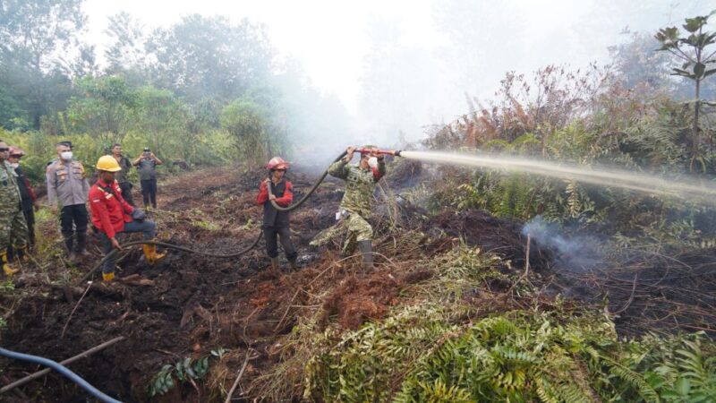 Komandan Korem 042/Gapu Brigjen TNI Nyamin memimpin langsung langkah penanganan Karhutla Muaro Jambi di Desa Londerang, Kecamatan Kumpeh, Jumat (28/8/2026).(poto: jamberita.com).