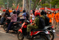 BEM Fakultas Hukum Universitas Jambi menyasar kawasan jalanan Telanaipura, Kota Jambi, pada Jumat (28/8/2026).(poto: jamberita.com).