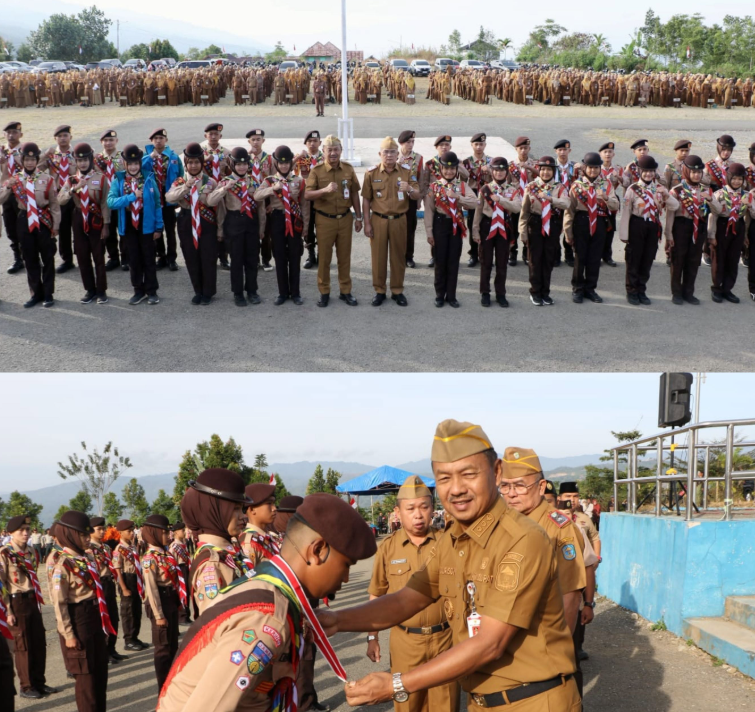 Wakil Bupati Kerinci H. Murison resmi melepas kontingen pramuka kerinci jamnas menuju ajang bertaraf nasional.(poto: istimewa).