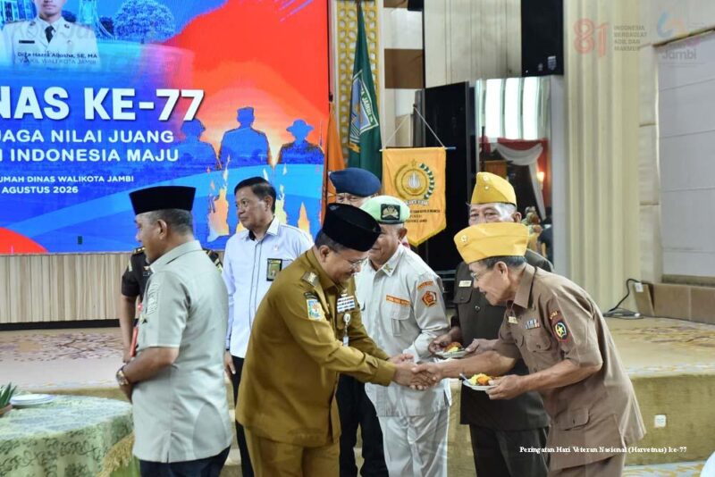 Pemerintah Kota Jambi menggelar peringatan Hari Veteran Nasional Jambi ke-77 di Aula Griya Mayang, Rumah Dinas Wali Kota, Senin (10/8/2026).(poto: jambilink.id).