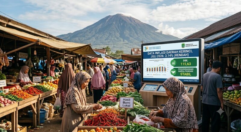 Badan Pusat Statistik merekam laju inflasi tahunan di Kerinci sebesar 3,14 persen dengan Indeks Harga Konsumen mencapai 115,63.( Ilustrasi poto: AI).