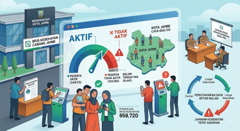 Pemerintah Kota Jambi mencatat sebanyak 103.166 peserta BPJS Kesehatan nonaktif hingga periode Agustus 2026.(poto: AI).