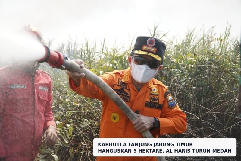 Gubernur Jambi Al Haris turun langsung di lokasi Karhutla Desa Sungai Datuk, Kecamatan Nipah Panjang, Kamis (27/8/2026).(poto: istimewa).