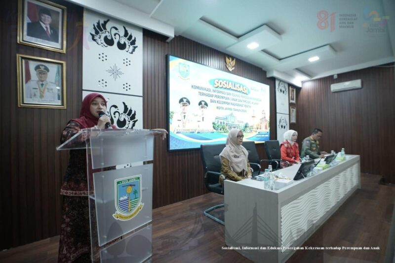 Komitmen perlindungan tersebut mengemuka dalam kegiatan Sosialisasi, Informasi, dan Edukasi di Aula DPMPPA Kota Jambi, Selasa (15/9/2026).(poto: jambilink.id).