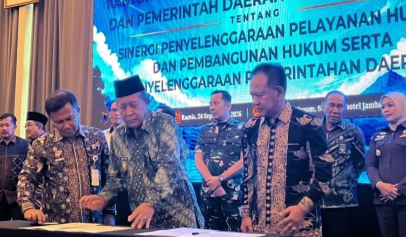 Pemerintah Kabupaten Merangin menjalin kerja sama strategis dengan Kantor Wilayah Kementerian Hukum Jambi pada Kamis (24/9).(poto: kominfo).