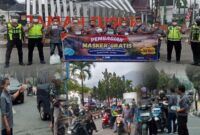 Pengurus SMSI Kerinci dan Sungai Penuh membagikan sebanyak 10 ribu masker secara gratis kepada masyarakat pengguna jalan pada Kamis (10/9/2026).(poto: jambiprima.com).