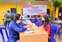 Rumah Sakit Bhayangkara Polda Jambi menggelar layanan pemeriksaan kesehatan gratis polda bagi warga Desa Kasang Pudak, Kecamatan Kumpeh Ulu, Kabupaten Muaro Jambi, Kamis.(poto: istimewa).