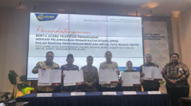 Wali Kota Sungai Penuh, Alfin, SH, menandatangani dokumen kerja sama tersebut secara langsung di Gedung ATR/BPN, Jakarta Selatan, Kamis (3/9).(poto: ist).