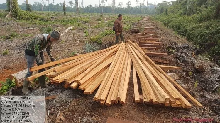 Barang bukti berupa kayu yang sudah di chainsaw.(poto: metrojambi.com).