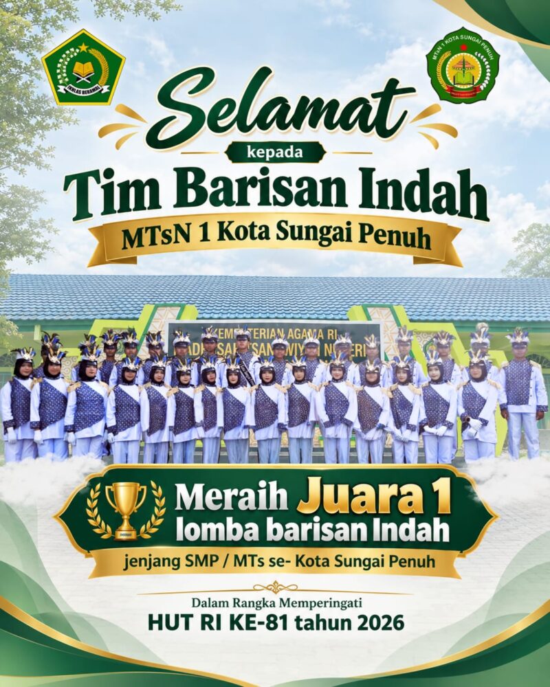Tim Barisan Indah MTsN 1 Kota Sungai Penuh mencetak prestasi luar biasa pada ajang kompetisi antar sekolah se-Kota Sungai Penuh.(poto: istimewa).