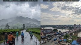 rintik hujan sejuk di Kerinci (18-25°C) & langit berawan hangat di Kota Jambi (27-35°C).(poto: ilustrasi AI).