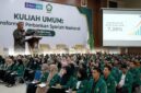 Ilustrasi Dirut Bank BSN Alex Sofjan Noor mengisi kuliah umum perbankan syariah di UINSU Medan.(poto: AI).