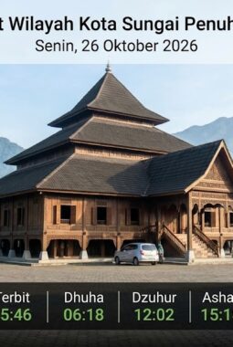 Jadwal Sholat Kota Sungai Penuh Hari Senin 26 Oktober 2026