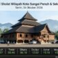 Jadwal sholat Kota Sungai Penuh Senin, 26 Oktober 2026 berlatar Masjid Agung Pondok Tinggi dan panorama bukit yang asri.(poto: AI).