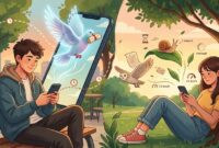 Ilustrasi: Anak muda gunakan aplikasi pesan lambat untuk nikmati interaksi digital yang lebih tenang dan bermakna.(poto: AI).