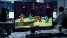 Simulasi empat agen AI Gemini saat berkoordinasi melawan Ender Dragon di game Minecraft.(poto: AI).