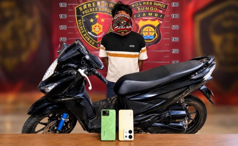 Tim GUNJO Satreskrim Polres Bungo menangkap seorang pria berinisial MM (35) asal Lubuk Linggau, Sumatera Selatan.(poto: jambiprima.com).
