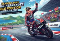 Ilustrasi: Sejarah Baru! Raul Fernandez merebut pole position perdana di MotoGP Mandalika 2026.(poto: AI).