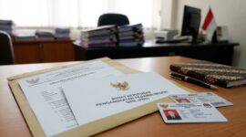 Ilustrasi Berkas SK pengangkatan dan kartu identitas pegawai di meja kerja instansi pemerintah terkait alih status PPPK ke PNS.(poto: jemarionline.com).