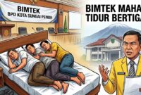 Ilustrasi: Khaidir, Ketua Komisi I DPRD Sungai Penuh, soroti Bimtek BPD karena peserta harus tidur bertiga dalam satu kamar hotel.(poto: AI).
