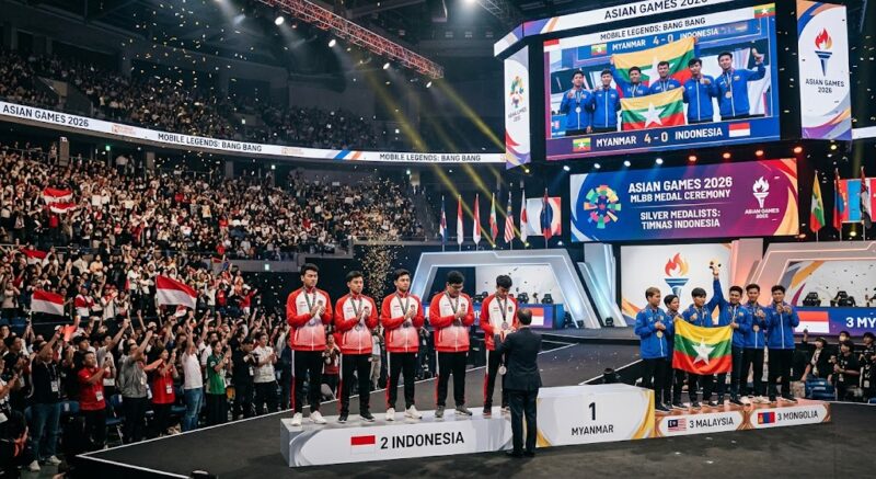 ILUSTRASI: Timnas MLBB Indonesia meraih medali perak setelah kalah 0-4 dari Myanmar di final Asian Games 2026.(poto: AI).