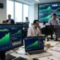 Aktivitas pergerakan grafik saham dan IHSG di layar monitor bursa efek.(poto: AI).