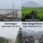 Visual prakiraan cuaca di Jambi: dominasi udara kabur di perkotaan dan hujan ringan di kawasan pegunungan Kerinci. (poto: AI). 